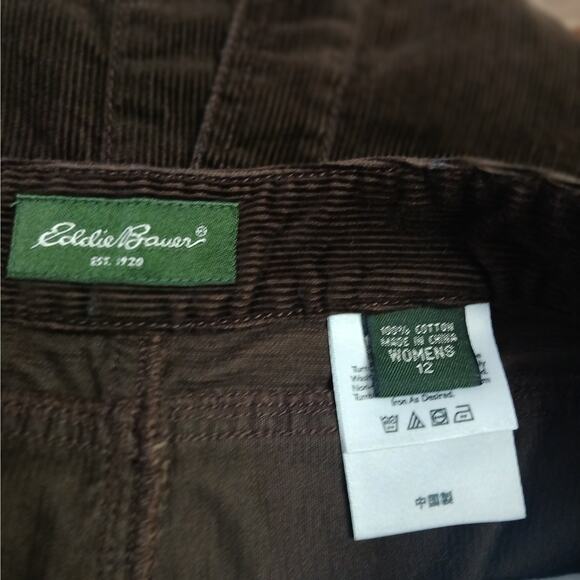 Eddie Bauer VTG SZ 12 100% Cotton Corduroy Long Pencil Skirt In Chocolate Brown - Picture 6 of 7